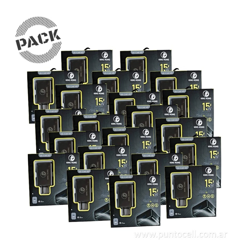 PACK x 50 - CARGADORES 220V KING KONG TURBO 15W TIPO C a TIPO C • 5V/3A (KK-CAR143)