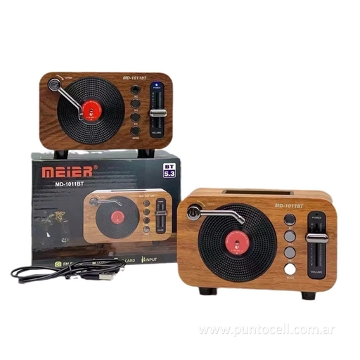 [111720] PARLANTE PORTATIL BLUETOOTH VINILO RADIO AM/FM (MD-1011BT)
